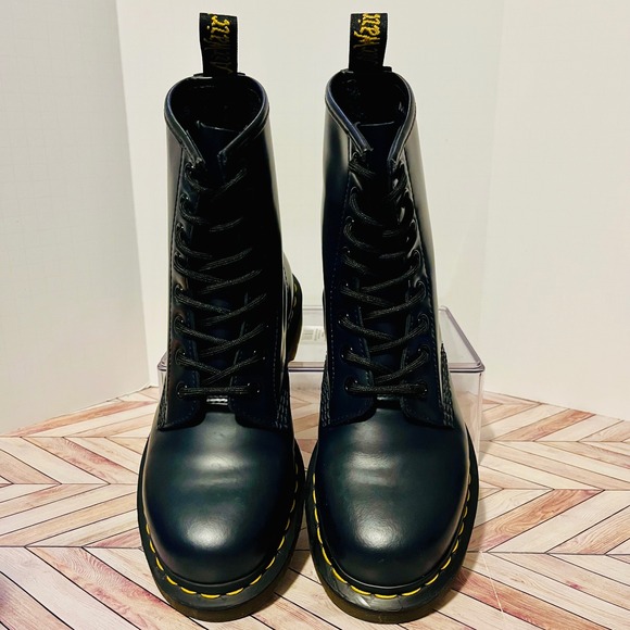 Dr Martens 1460 Blu Marin Navy Blue Smooth Leather Mens 4 Wmns 5 Boots Lace Up - Picture 15 of 16
